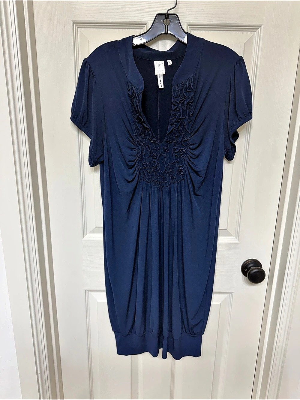 French Soul Embroidered Mini Dress in Blue Size 1x Like New